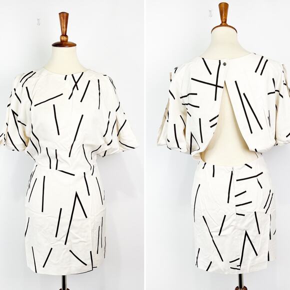 Dolce Vita black and white silk geometric dress open back cut out Size Small - Picture 1 of 10